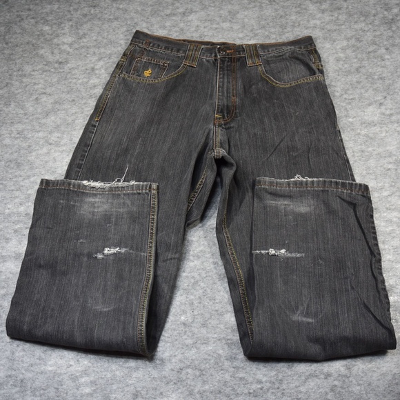 Rocawear Jeans Mens Size 36 Dark Grey Distressed Vintage Streetwear - Picture 2 of 8